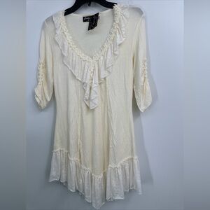 Gretty Zueger Romantic Ivory Ruffle Tunic Top Size Small NWT